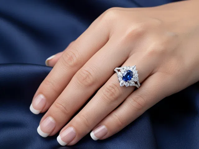 Bespoke Sapphire and Diamond Halo Cluster Ring